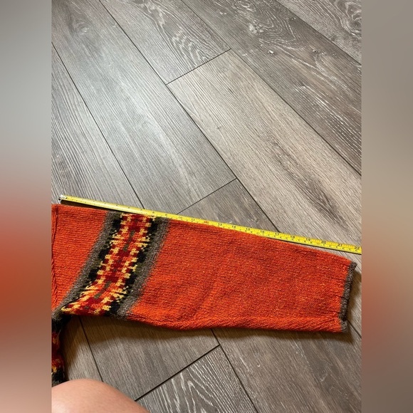 Vintage Eddie Bauer Wool Blend Fall Orange Sweater V-neck Medium - Picture 7 of 7